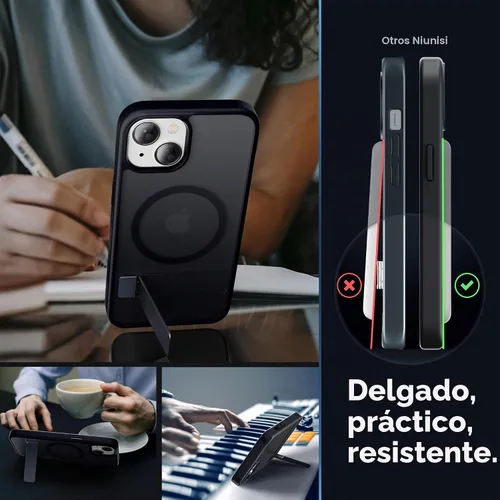 Vista 4 de Magsafe - Funda magnética para iPhone 13 de 6.1 pulgadas, soporte delgado con protector de pantalla compatible con Magsafe a prueba de golpes Negro