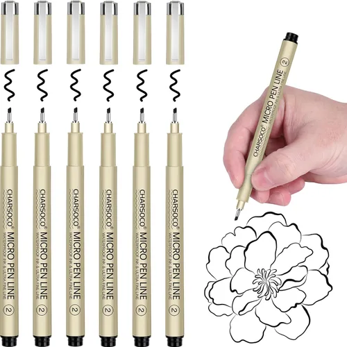 Vista 13 de XS Micro Pen, paquete de 6 bolígrafos negros de punta fina con tinta de archivo impermeable, bolígrafos de tinta fina de 0.039-0.079 in