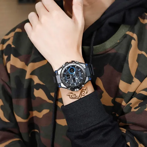 Vista 3 de findtime Relojes militares para hombre, reloj deportivo para hombre, táctico, resistente al agua, digital, deportivo, trabajo, analógico