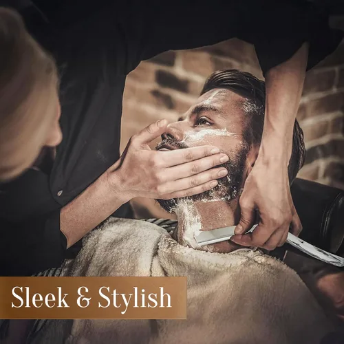 Vista 3 de Facón Navajas rectas para hombres - Kit de navaja de barbero profesional de borde recto con 100 cuchillas, afeitadora clásica de acero inoxidable