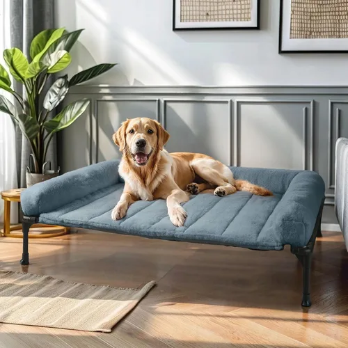 Vista 8 de Veehoo - Camas elevadas para perros de tamaño mediano con cojín de felpa esponjosa Orthopedic Raised Dog Beds for Indoor Outdoor, Soft Pet Sofa