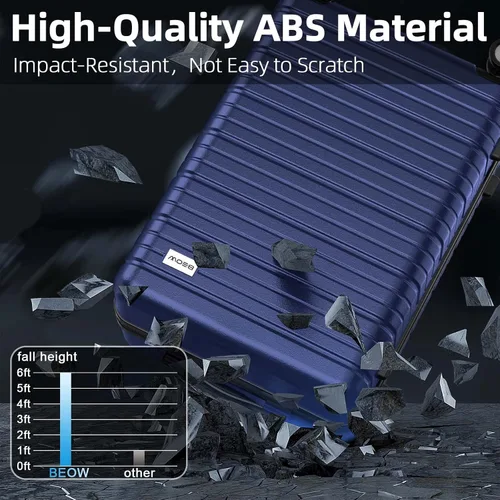 Vista 5 de BEOW Equipaje Sets Expandible Maletas Ligeras con Ruedas PC+ABS Durable Viaje Equipaje TSA Lock, Azul profundo