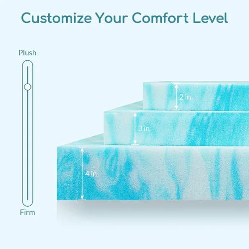 Vista 6 de Airdown Cubrecolchón de espuma viscoelástica con infusión de gel de 2 pulgadas, tamaño individual