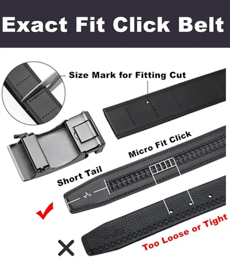 Vista 6 de Oyifan Black Leather Belts for Men Dress Casual Ratchet Belt, Cut To Fit, Gift Box