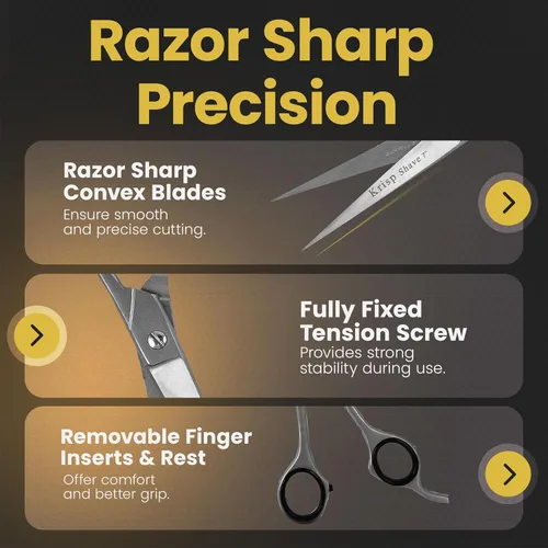 Vista 4 de Tijeras de corte de pelo profesionales, tijeras japonesas de acero inoxidable para peluquería (7 pulgadas) - Tijeras para barba, bigote, mujeres