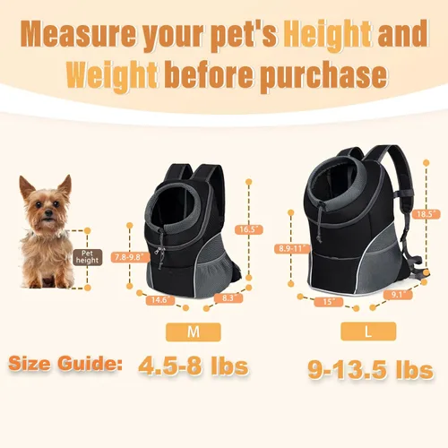 Vista 2 de YUDODO Mochila transportadora frontal para perro, ajustable y transpirable, transportadora para mascotas para perros pequeños, gatos, mochila