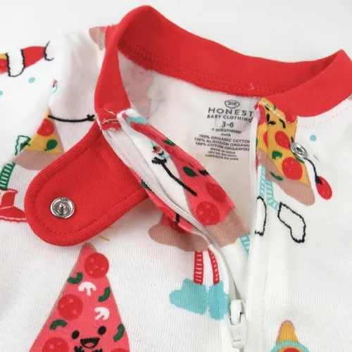 Vista 4 de HonestBaby Sleep and Play Footed Holiday Pajamas One-Piece Sleeper Zip-front Organic Cotton PJs Baby Boys, Girls, Unisex