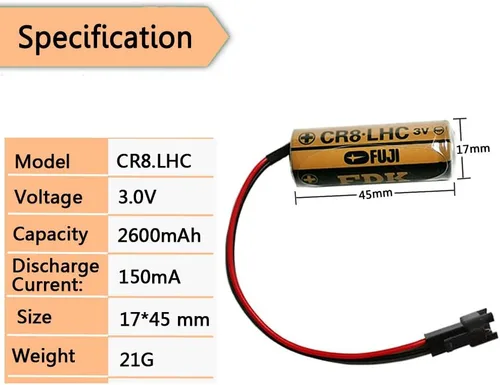 Vista 2 de Paquete de 2 baterías CR8-LHC de repuesto de litio de 3 V 2600 mAh para TH559EDV410R (no recargable)
