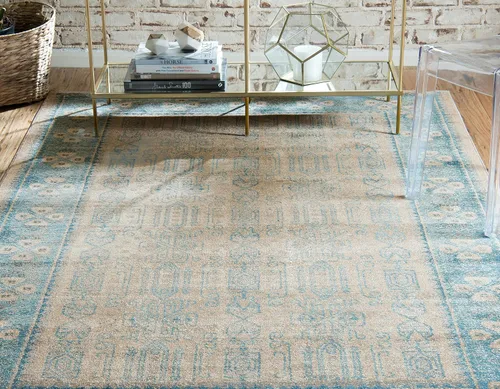 Vista 5 de Unique Loom Salzburg Collection - Alfombra clásica de diseño tradicional de inspiración oriental, 2 x 3 pies, color beige y azul