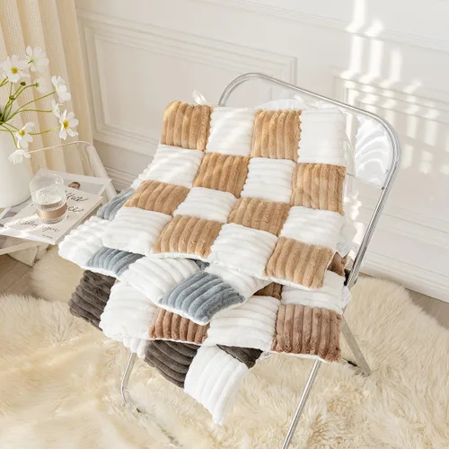 Vista 3 de vctops Farmhouse Buffalo - Cojín antideslizante para silla de cocina y comedor con lazos, cojín antideslizante de franela de felpa suave y mullida