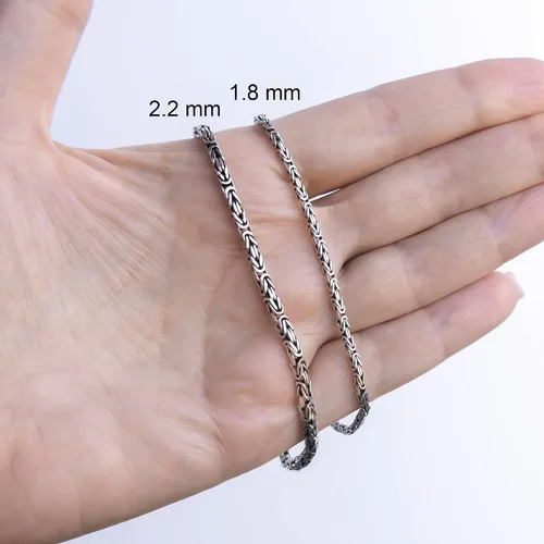 Vista 5 de Pulsera bizantina de plata de ley 925 para hombres y mujeres, pulsera de cadena de mano de eslabones oxidados que no se deslustra, 0.087 in, 8