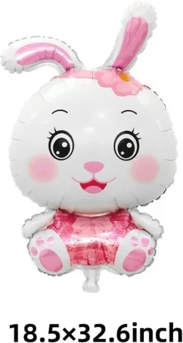 Vista 2 de 4 globos de conejo de Pascua, globos en forma de conejo, globos de aluminio de conejo de Pascua para fiesta temática de conejo de Pascua