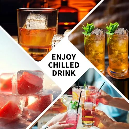 Vista 6 de Bandejas grandes para cubitos de hielo de silicona (2.5 pulgadas), moldes grandes para hacer 4 cubitos de hielo gigantes para whisky