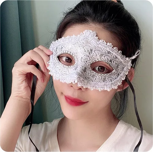 Vista 4 de Disfraz para Halloween Encaje Con Rhinestone de máscara veneciana mujer Masquerade Máscara