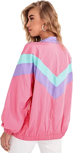 Vista 2 de SweatyRocks Chaqueta bomber casual ligera con bloques de color para mujer
