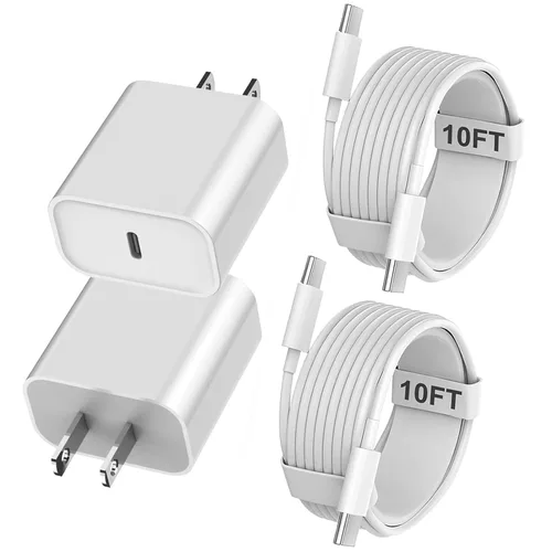Vista 8 de Cargador para iPhone 17 16 15 de carga rápida, paquete de 2 bloques de cargador de pared tipo C con cable USB C a C de carga rápida de 1 metro