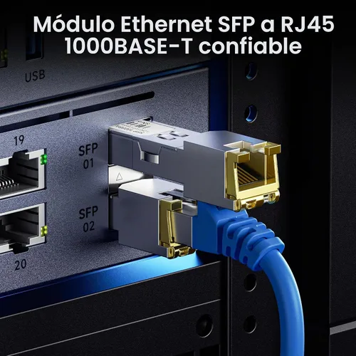 Vista 2 de Cable Matters 1000BASE-T Gigabit SFP a RJ45 módulo transceptor de cobre