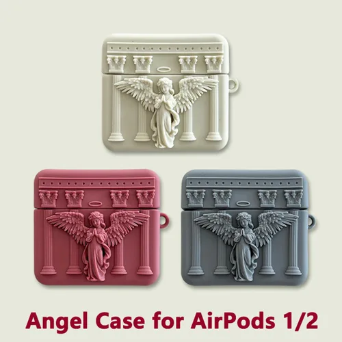 Vista 5 de ZOSTLAND Funda para auriculares inalámbricos, llavero grueso y suave, portátil, de silicona, a prueba de golpes, compatible con Apple AirPods 2 y 1