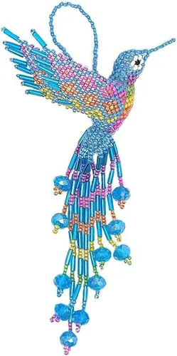 Vista 25 de Mia Jewel Shop - Figurina colgante decorativa de colibrí Figuras de pájaros para decoración del hogar Adorno de vidrio checo con cuentas