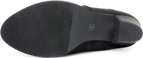 Vista 6 de DREAM PAIRS - Botas altas hasta el muslo de moda para mujer, botas largas y sexis de piel sintética con tacón ancho medio Negro
