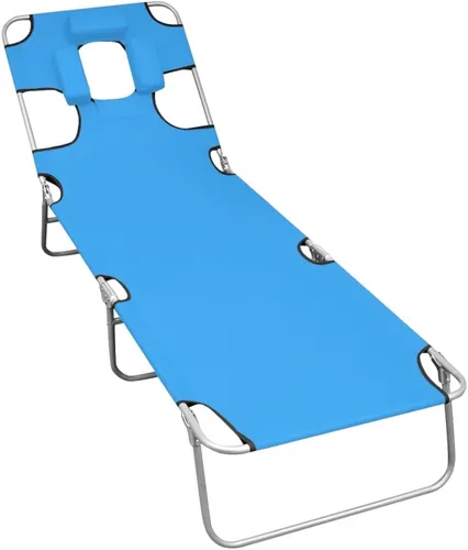 Vista 15 de Folding Sun Lounger for Outdoor Relaxation, Adjustable Steel Frame, Leaf Print Fabric, Pool Patio Beach Garden, Tanning Chair Leaf