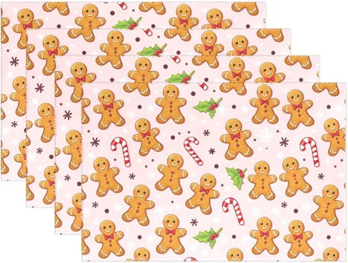 Vista 16 de Juego de 4 manteles individuales con diseño de árbol de Navidad, diseño de árbol de Navidad, resistentes al calor, manteles individuales lavables