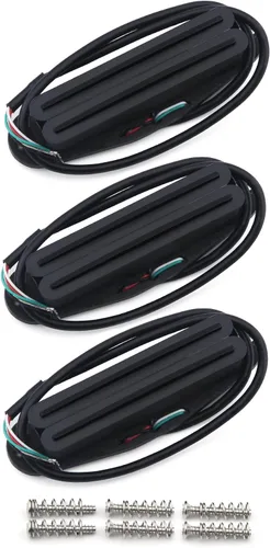 Vista 11 de FLEOR Alnico 5 Hot Dual Rail Humbucker Pastilla de tamaño de bobina única 6-7K Humbucker Pickup, negro