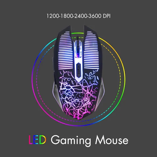 Vista 4 de CHONCHOW Teclado y mouse para juegos con retroiluminación LED USB con iluminación de 104 teclas 3600DPI 2 botones laterales Teclado de mouse