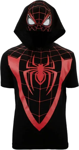 Vista 3 de Marvel Avengers - Disfraz de personajes de superhéroes para niños ligero manga corta sudadera con capucha y pantalones cortos conjunto deportivo