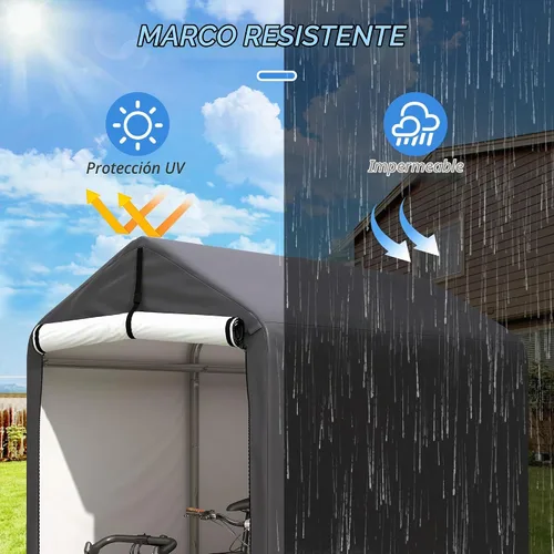 Vista 7 de Cobertizo de almacenamiento al aire libre de 6 x 3 pies, refugio de almacenamiento portátil resistente con puerta enrollable con cremallera