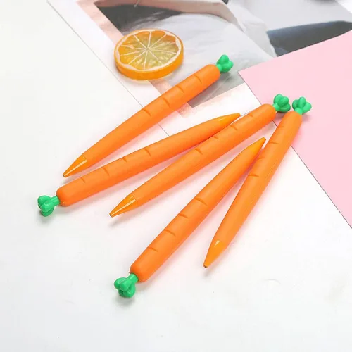Vista 5 de sencoo Paquete de 4 lápices mecánicos de zanahoria, papelería creativa para estudiantes, regalo de cumpleaños, premio escolar, regalo para niños