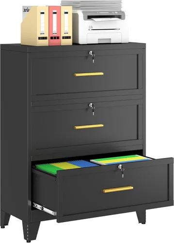 Vista 20 de 2 Drawer File Cabinet with Lock, Small Filing Cabinet for Home Office Negro