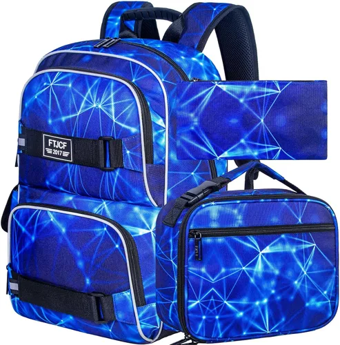 Vista 15 de Mochila de 17 pulgadas para niños y hombres, juego de 3 mochilas para portátiles universitarios para adolescentes y estudiantes, resistente al agua