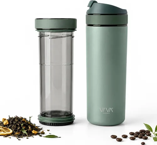 Vista 13 de VIVA Recharge - Vaso de té con infusor, botella de viaje, 16 onzas, color Azul