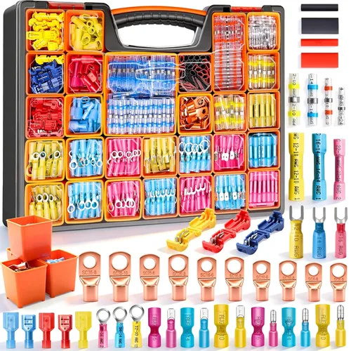 Vista 7 de Twidec/130PCS Kit de terminales de cable de batería de cobre AWG2 4 6 8 10 12 14 16