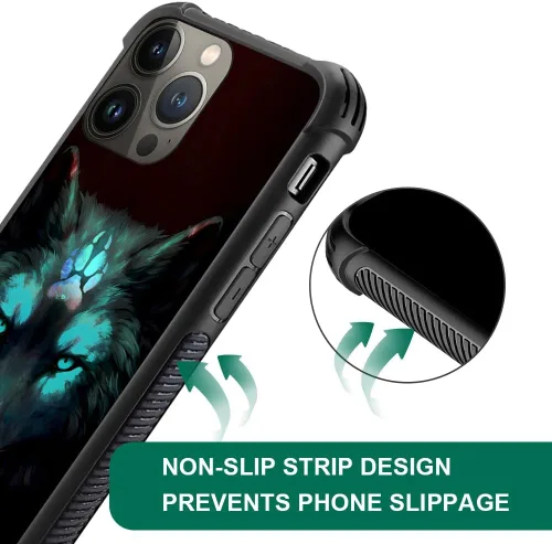 Vista 5 de CARLOCA Funda compatible con iPhone 13 Pro, diseño gráfico de identidad negra espiritual lobo, a prueba de golpes, antiarañazos, para iPhone 13 Pro