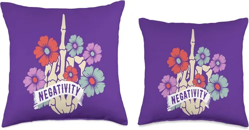 Vista 3 de Cute Skull Girl Squad Trendy Fashion Women Graphic Negativity - Almohada de diseño floral con diseño de calavera de azúcar y rosas coloridas, 16 x