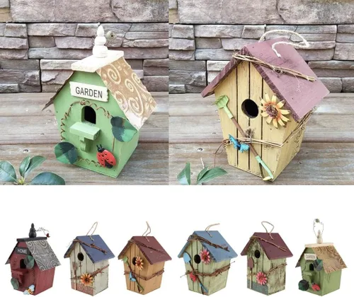 Vista 3 de Casa decorativa de 3 pájaros loros