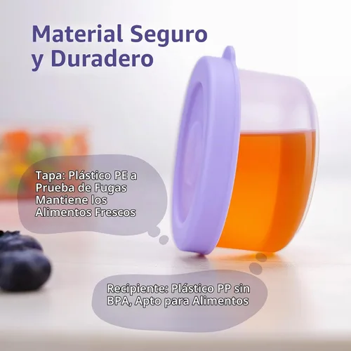 Vista 5 de NiHome - Paquete de 12 recipientes de puré de alimentos para bebés de 2 onzas con tapas, tazas de almacenamiento de aperitivos