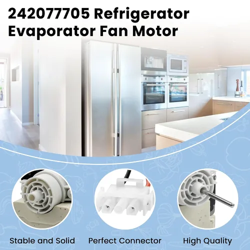 Vista 3 de AMI PARTS 242077702 242077705 Motor de ventilador evaporador Compatible con Frigi.daire Ken.More CROS.Ley Reemplaza FDQC18EL4F 242077701 5304514392