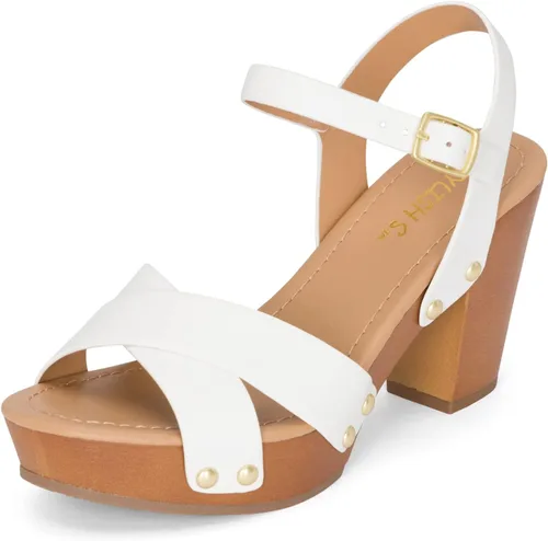 Vista 3 de STYLISH S SHIFT - Sandalias de tacón de plataforma de madera sintética con correa de tobillo y puntera abierta para mujer