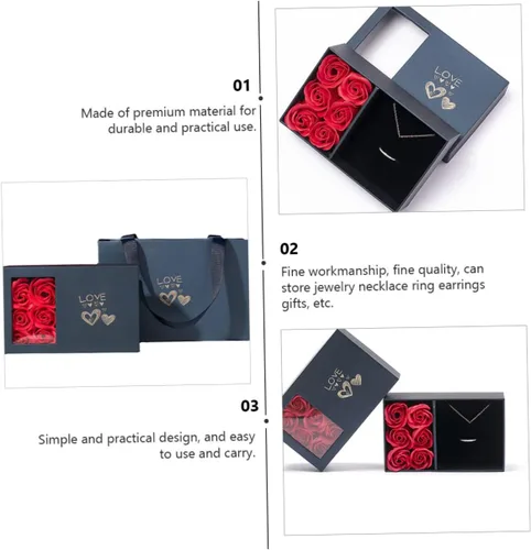 Vista 6 de 1 Unidades Caja de jabón flor colgante de flor de acrílico joyería de flor roja broche de rosa inmortal esponja portátil bolsa de joyería especial