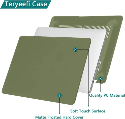 Vista 5 de Teryeefi Funda para MacBook Air 13 pulgadas Case 2021 2020 2019 2018 A2337 M1 A2179 A1932, carcasa rígida esmerilada, cubierta de teclado