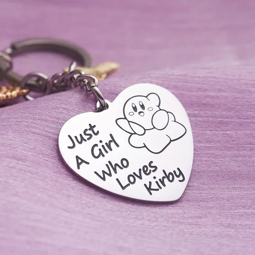 Vista 8 de Kirby Merch - Lindo llavero de dibujos animados de videojuegos, regalos de personajes para adolescentes, niñas, hijas, mujeres, regalo de cumpleaños
