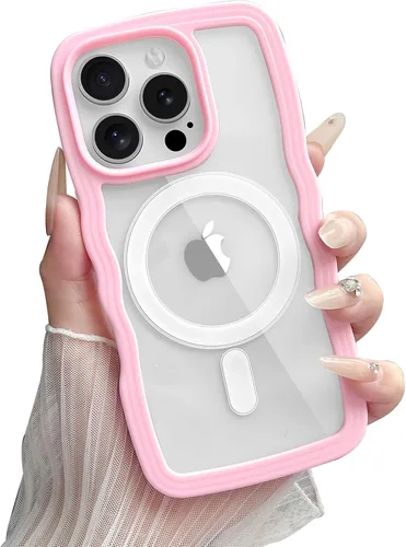 Vista 41 de Yeddabox Magsafe - Funda compatible con iPhone 13, diseño de ondas, lindo marco de colores de caramelo con ondas de agua, a prueba de golpes