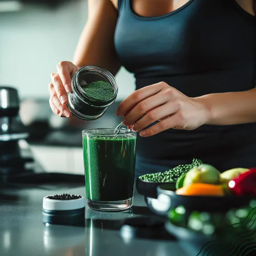 Vista 5 de NaturaleBio Polvo de espirulina orgánico 8 oz. Algas espirulina natural y cruda. Vegano y puro. Cultivado en la India en Tamil Nadu. Ideal