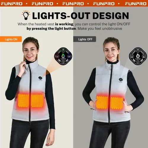 Vista 2 de FUNPRO Heated Vest for Women, Smart Heated Jacket, Lights-out Design, Battery Pack Not Included