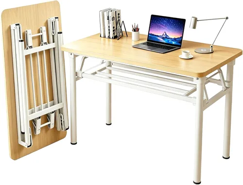 Vista 8 de Escritorio plegable para espacios pequeños, escritorio plegable para computadora de 31.5 pulgadas, no requiere montaje, mesa de estudio portátil que