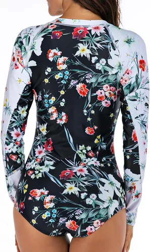 Vista 5 de Traje de baño de manga larga para mujer, con protección solar UPF 50+, con parte inferior de bikini