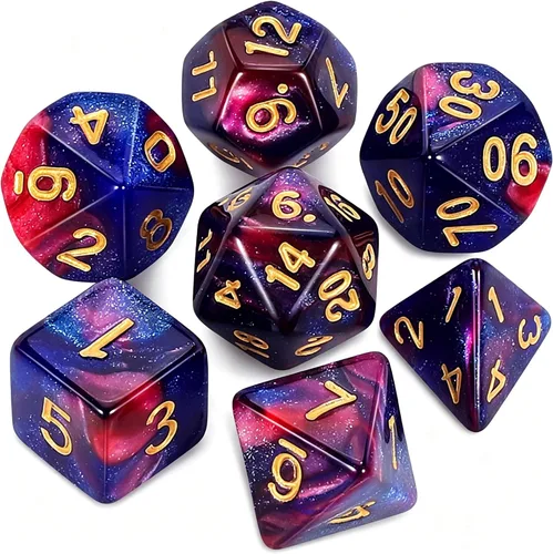 Vista 11 de QMAY - Juego de dados para DND, 7 dados poliédricos con bolsa de dados para juegos de mesa D&D